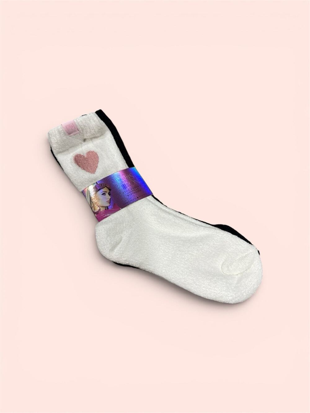 PARIS HILTON Socks 3 Pair Women Super Soft Pink Heart Boot-Sock Shoe Sz 4-10 NEW